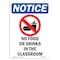 Signmission OSHA Notice, 7" Height, No Food Or Drinks Sign With Symbol, 7" X 5", Portrait OS-NS-D-57-V-14617 - alternate 1